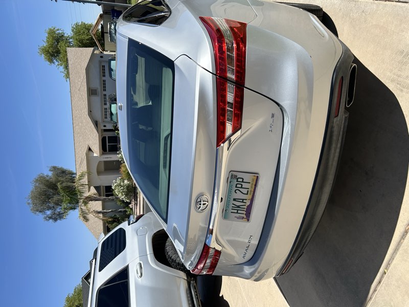 Detailed silver Toyota Avalon, rear exterior view